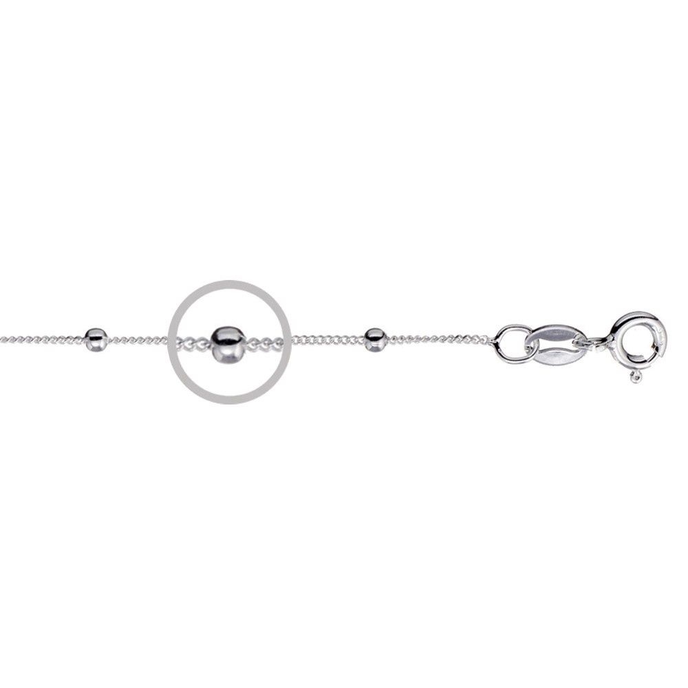 DPI - Sterling Silver fine curb chain with 2mm ball detail SATELLITE CURB 1MM 50cm+5cm ext CH42S-50+5CM
