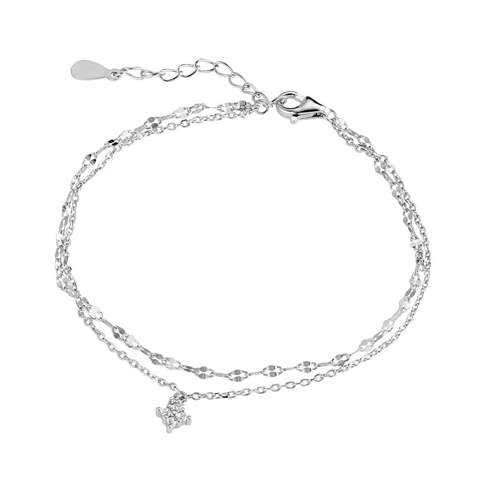 DPI - Sterling SIlver double chain bracelet with cz pendant BR412-S