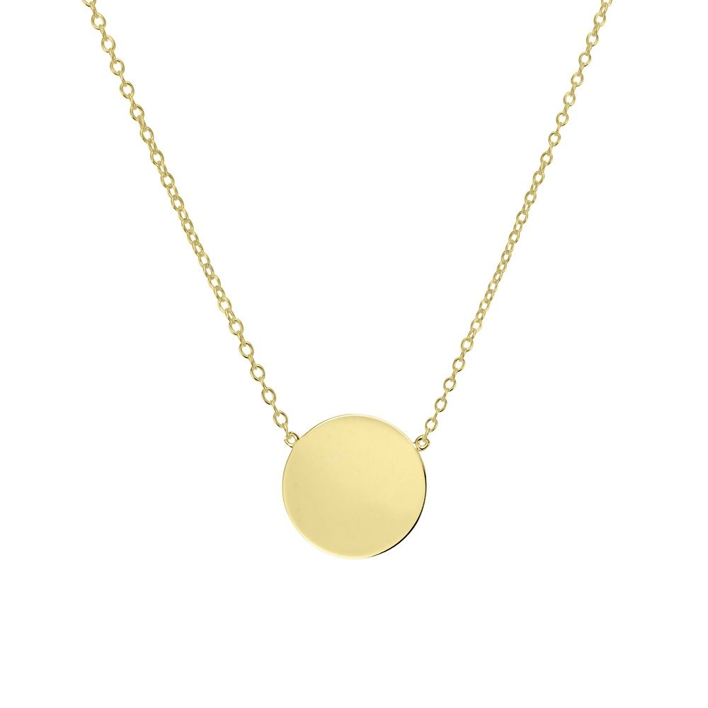 DPI s/s y/gold plated necklace with round disc N323-G