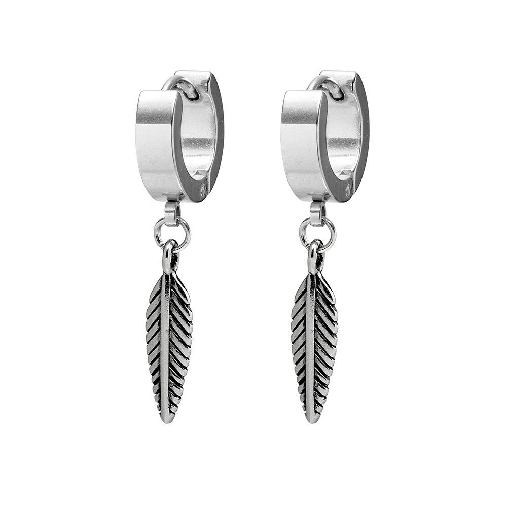 DPI - Blaze stainless steel men’s huggies with drop leaf 33x3mm SSE91-S