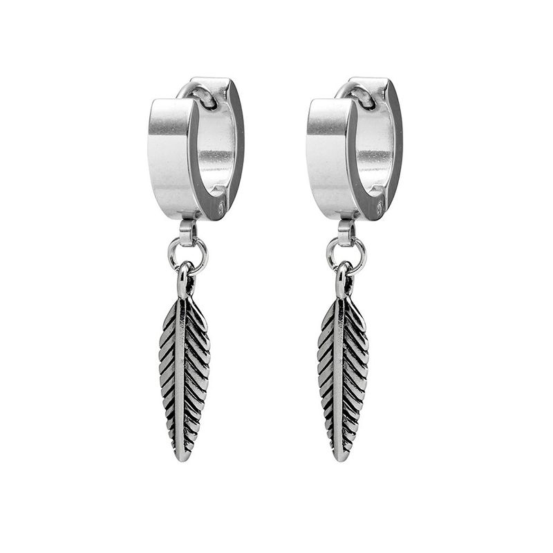 DPI - Blaze stainless steel men’s huggies with drop leaf 33x3mm SSE91-S