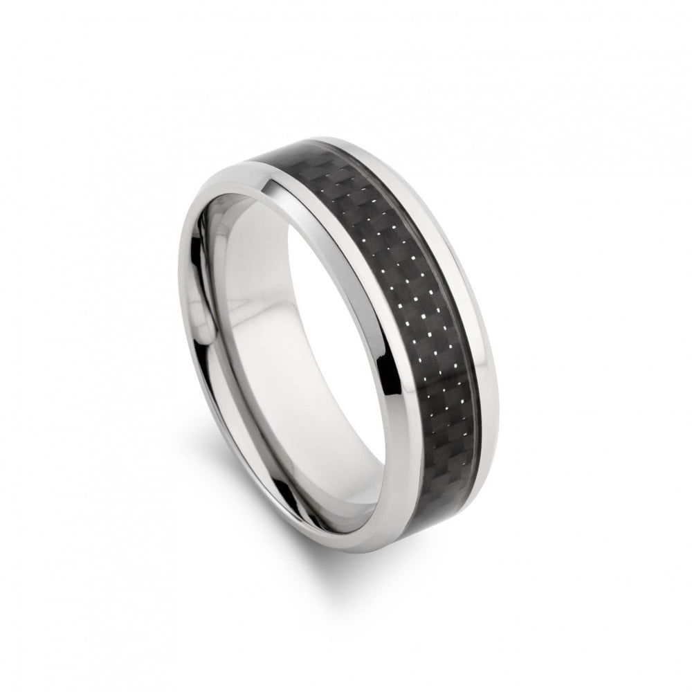 DPI - Blaze stainless steel mens ring w/ carbon fibre size 13 SSR176-13