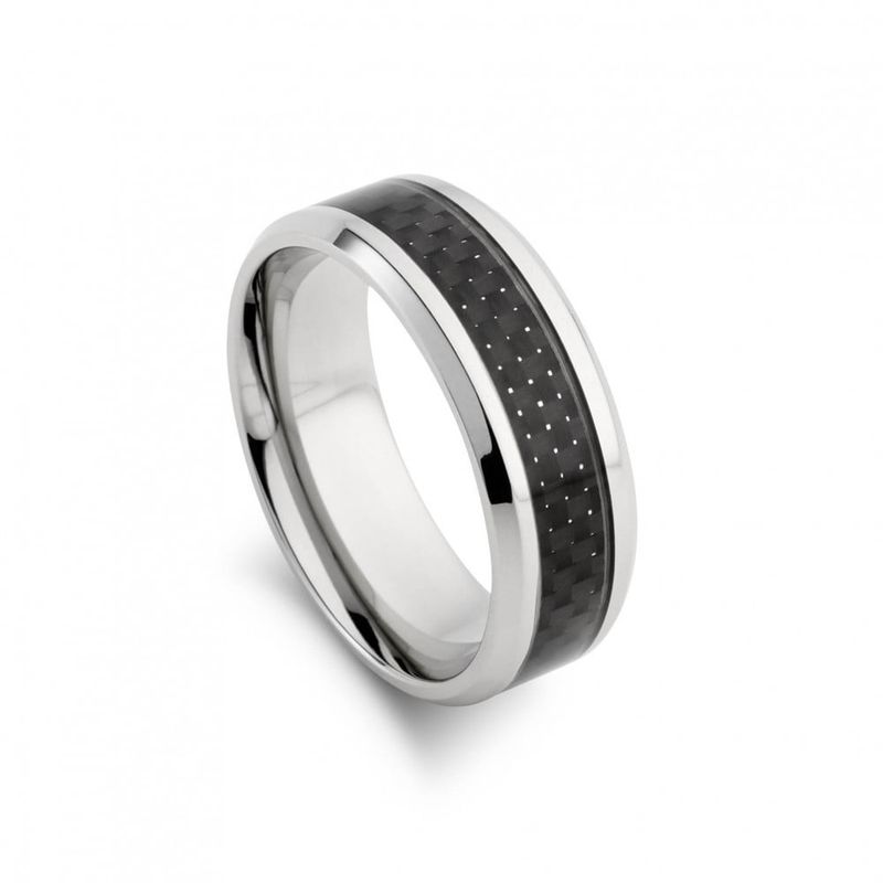 DPI - Blaze stainless steel mens ring w/ carbon fibre size 13 SSR176-13