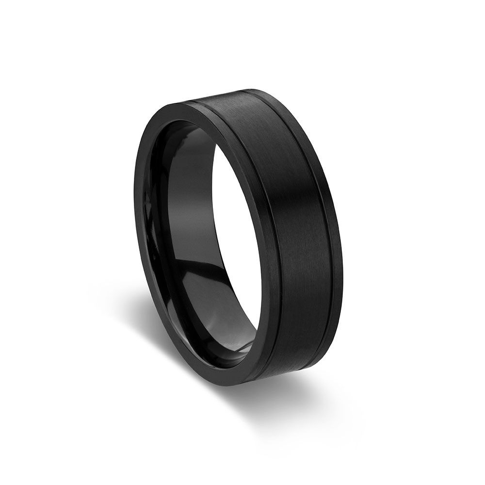 DPI - Blaze Zirconium men's black ring with silver detail size 10 ZIR1-10