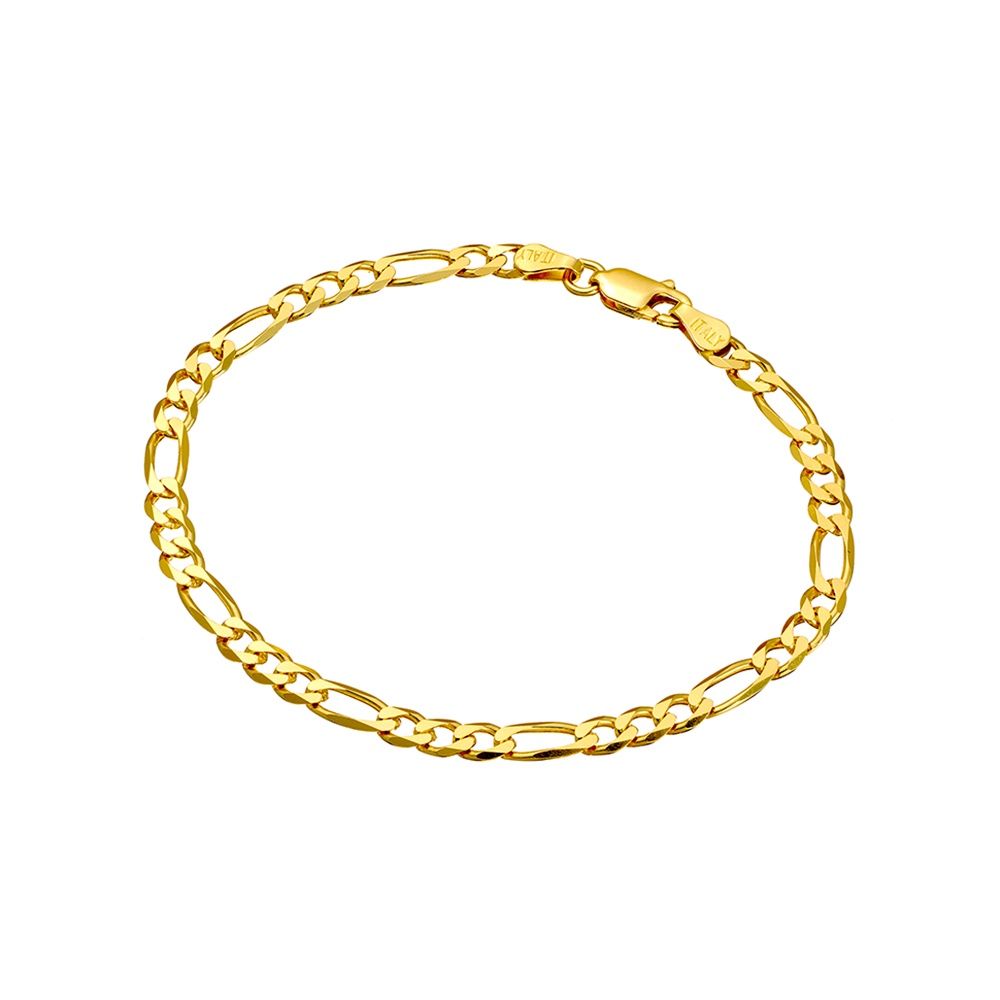 DPI - Sterling Silver YG plate figaro link bracelet 18cm BR328-GOLD