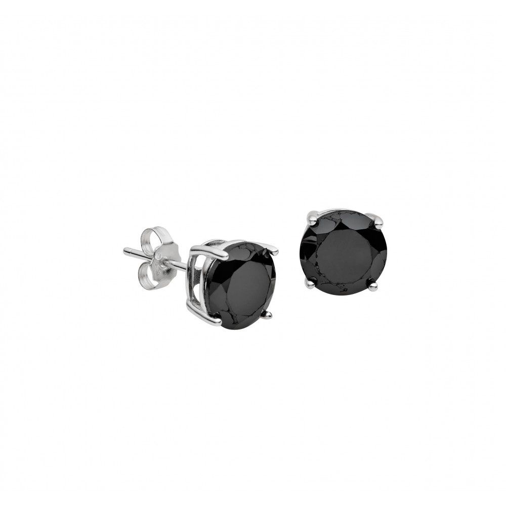 DPI s/s studs round black CZ 8mm SE50SBCZ8MM