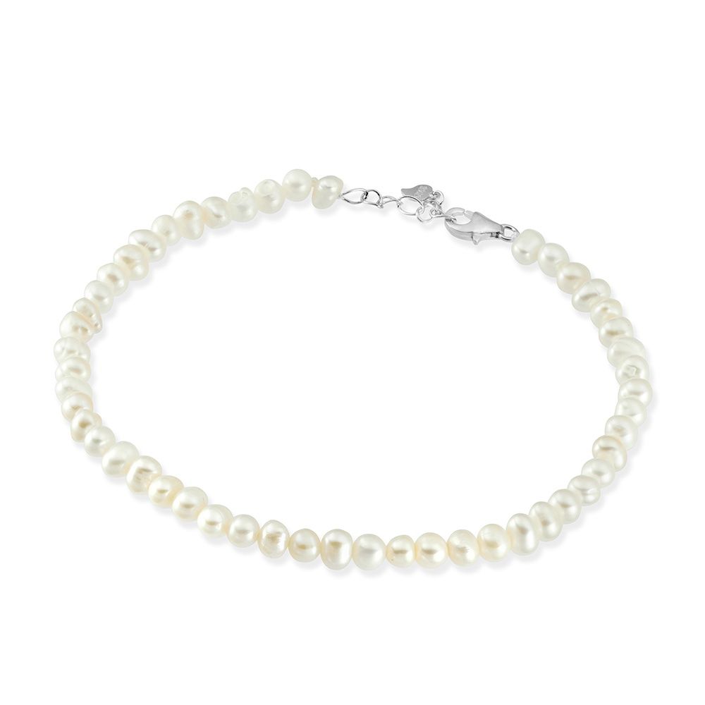 fRESHWATER POTATO PEARL BRACELT WITH STERLING SILVER CLAST AND EXT BR359-S