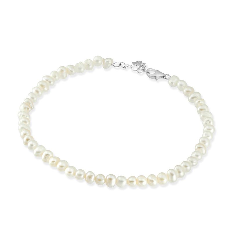 fRESHWATER POTATO PEARL BRACELT WITH STERLING SILVER CLAST AND EXT BR359-S