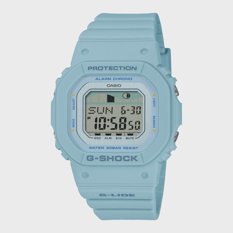 G-LIDE mid dig natural surf led,moon,tide,w/time,200m blue face,resin band GLXS5600-2D