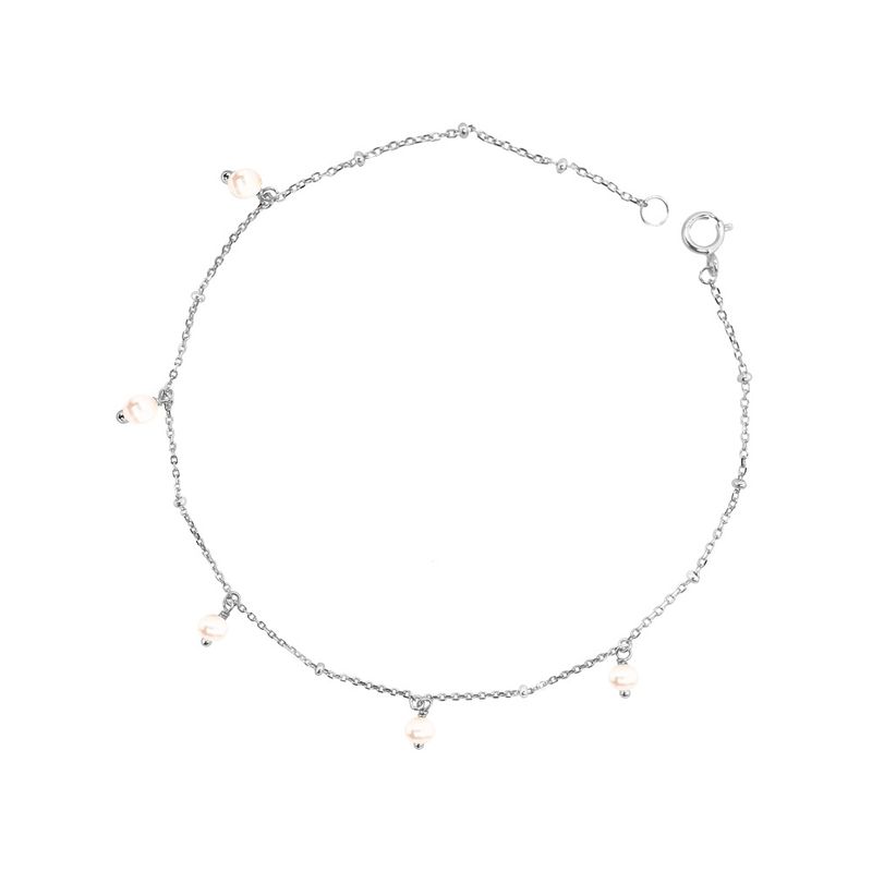 DPI - Sterling SIlver petite chain Anklet with pearls AK62-S