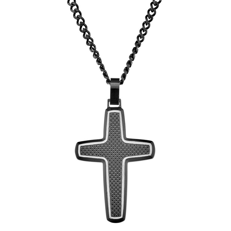 DPI BLACK STEEL CROSS WITH SILVER DETAIL SSN162