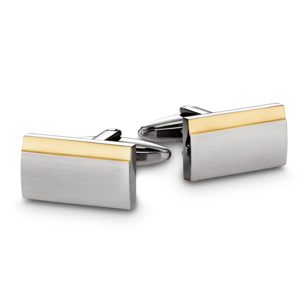DPI LUX Blaze stainless steel cufflinks two tone, brush silv and polished gold SSCL42-G