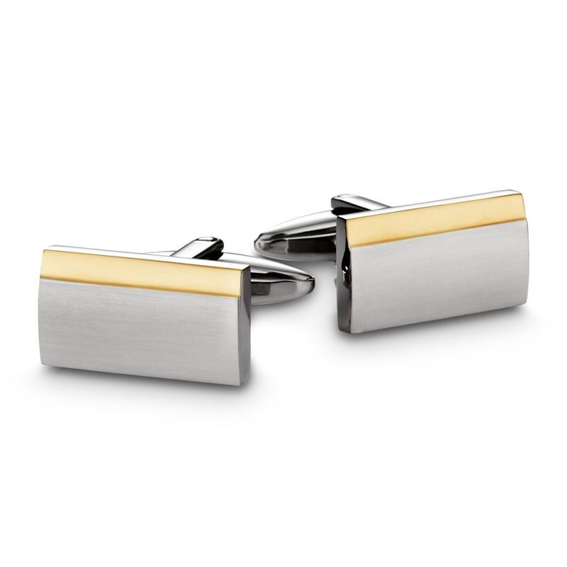 DPI LUX Blaze stainless steel cufflinks two tone, brush silv and polished gold SSCL42-G
