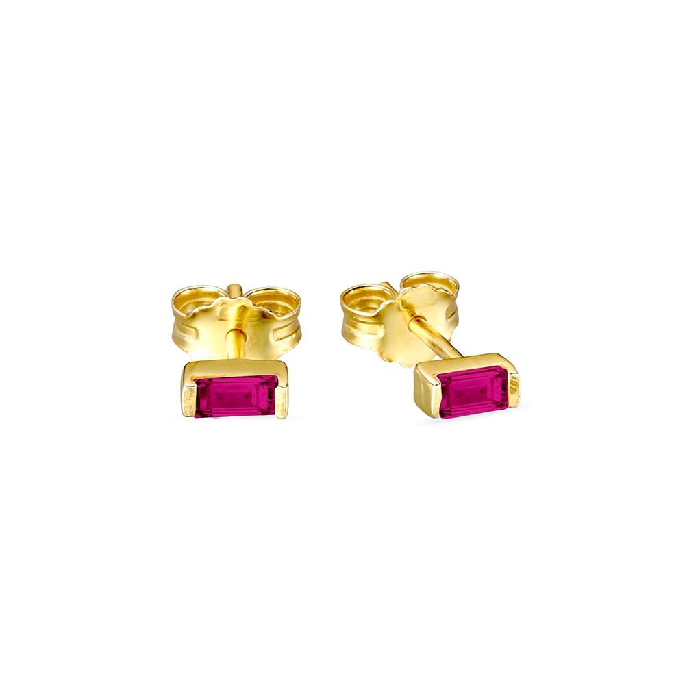 DPI s/s g/p studs w/red rectangle CZ SE435-G