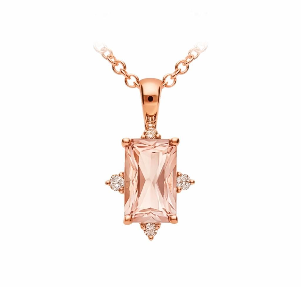 Mark McAskill - Pendant 9ct rose gold, morganite   diamond SI3 JKL MO, OCTAGONAL RA, STD, 8X5mm 1 = 1.00CTS D, R BRILLIANT, D4-SI3, D4-JKL, 1.30 2 + 0.02CTS D, R BRILLIANT, D4-SI3, D4-JKL, 1.45-1.50 2