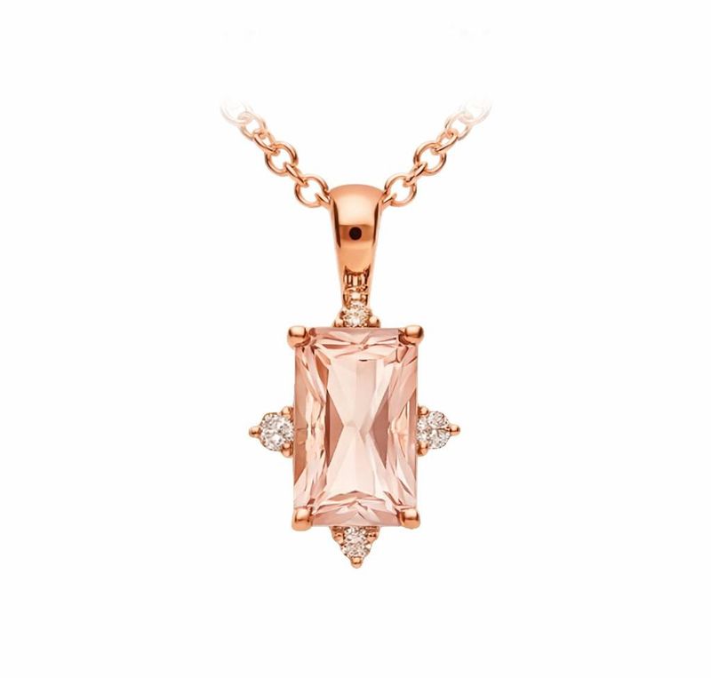 Mark McAskill - Pendant 9ct rose gold, morganite   diamond SI3 JKL MO, OCTAGONAL RA, STD, 8X5mm 1 = 1.00CTS D, R BRILLIANT, D4-SI3, D4-JKL, 1.30 2 + 0.02CTS D, R BRILLIANT, D4-SI3, D4-JKL, 1.45-1.50 2
