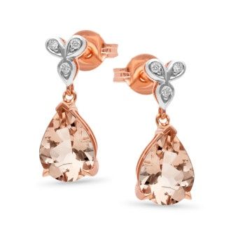 MarkMJ - 9ct Rose Gold Morganite   Diamond Earrings E736-9RMOD-4