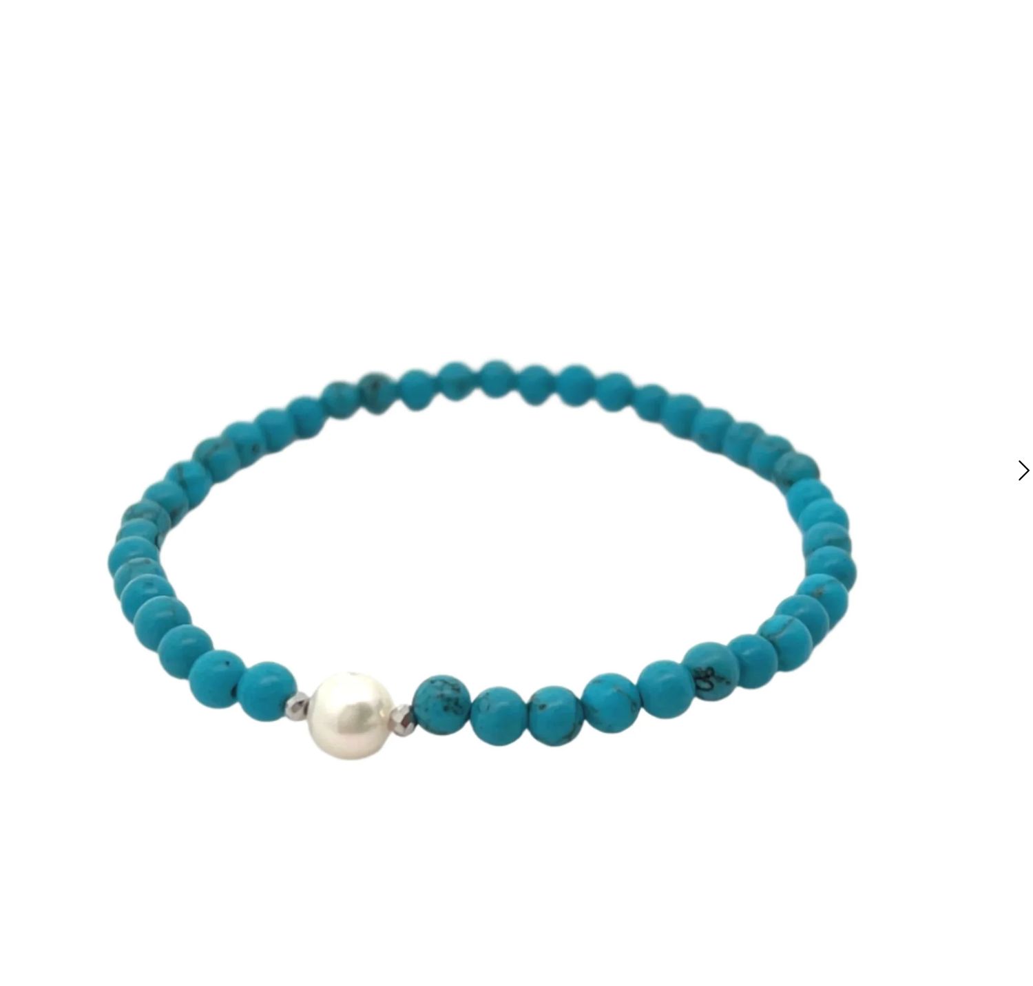 Nat. Dyed 4mm Howlite wht 6mm FWP elastic 19cm bracelet IP369HL