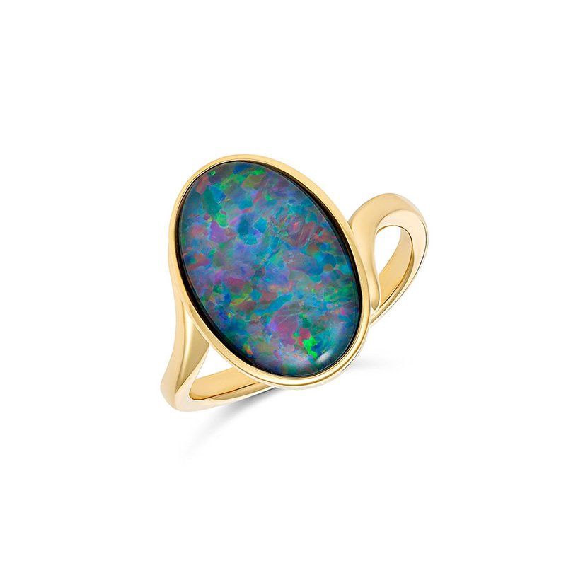 Paterson 9ct YG 16x10mm oval triplet opal ring - size O RO536-16X10TC(O)