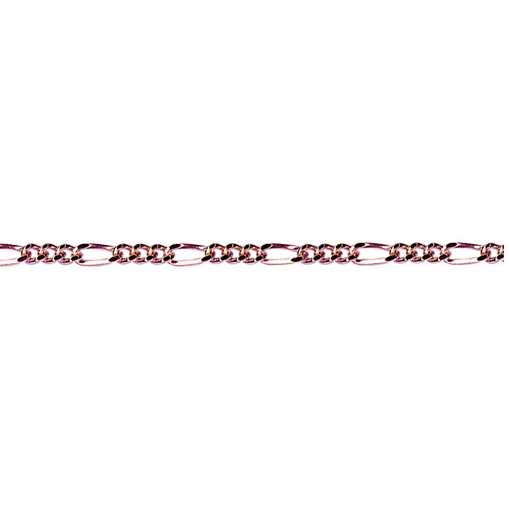 PINK 9CT DIAMOND CUT FIGARO CHAIN FD43/45/9P