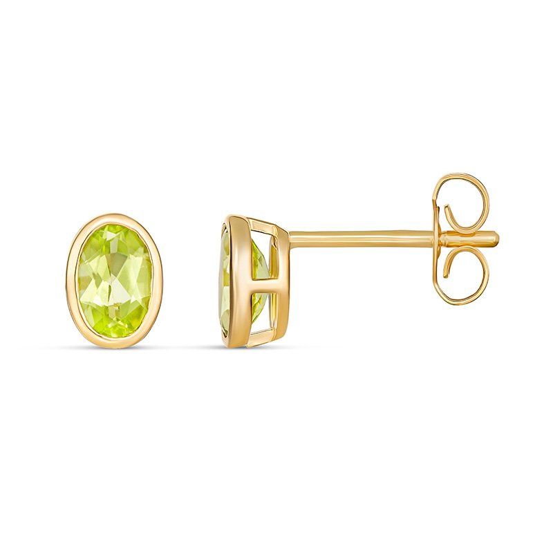 Paterson - 9ct YG Minda Bezel Set Peridot Stud 6x4mm Earrings E3001-PDC