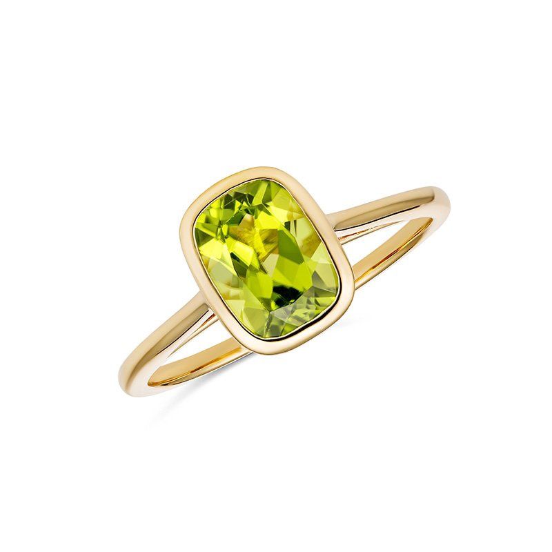 Paterson - 9ct YG Bronte Rectangular Peridot Ring - Size P R2015-PDC(P)
