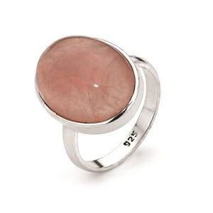 S S - ss oval ring rose quartz sz 8 R001RQ-8