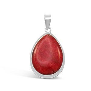 S S Red Coral Teardrop pendant 3cm RC317