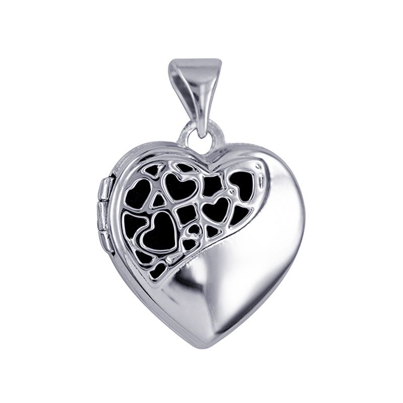 SS 15MM HEART LOCKET W CUT-OUT HEARTS L135