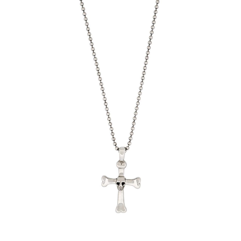 Stainless steel  cross/skull pendant 55cm ball chain 386-60