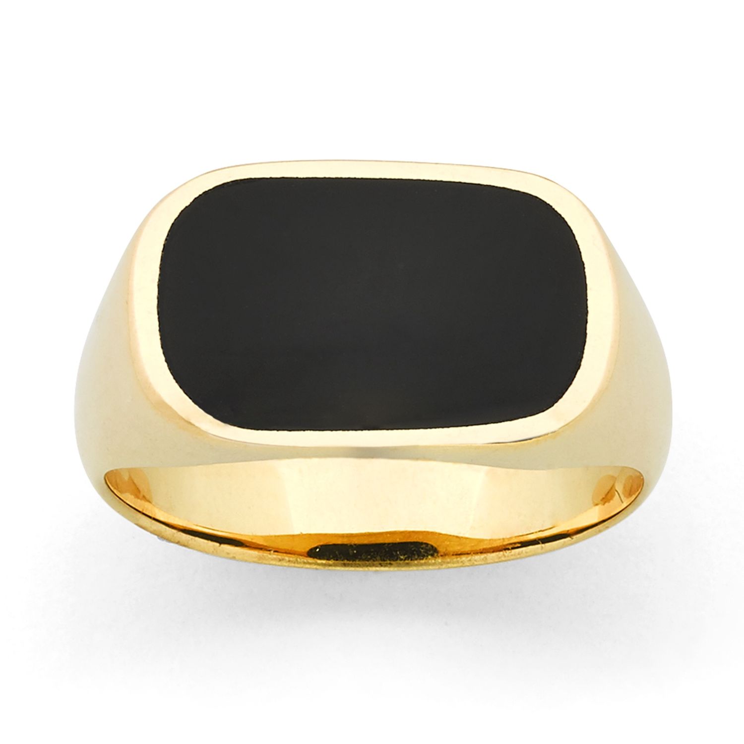 W D - Sterling Silver Rectangular 16x10mm Onyx Signet Ring size O IR0497-STG-O