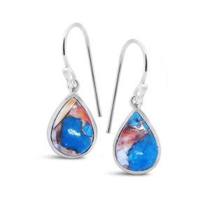 S S s/s pear shaped spiny Oyster copper turquoise15x10mm drop E/R