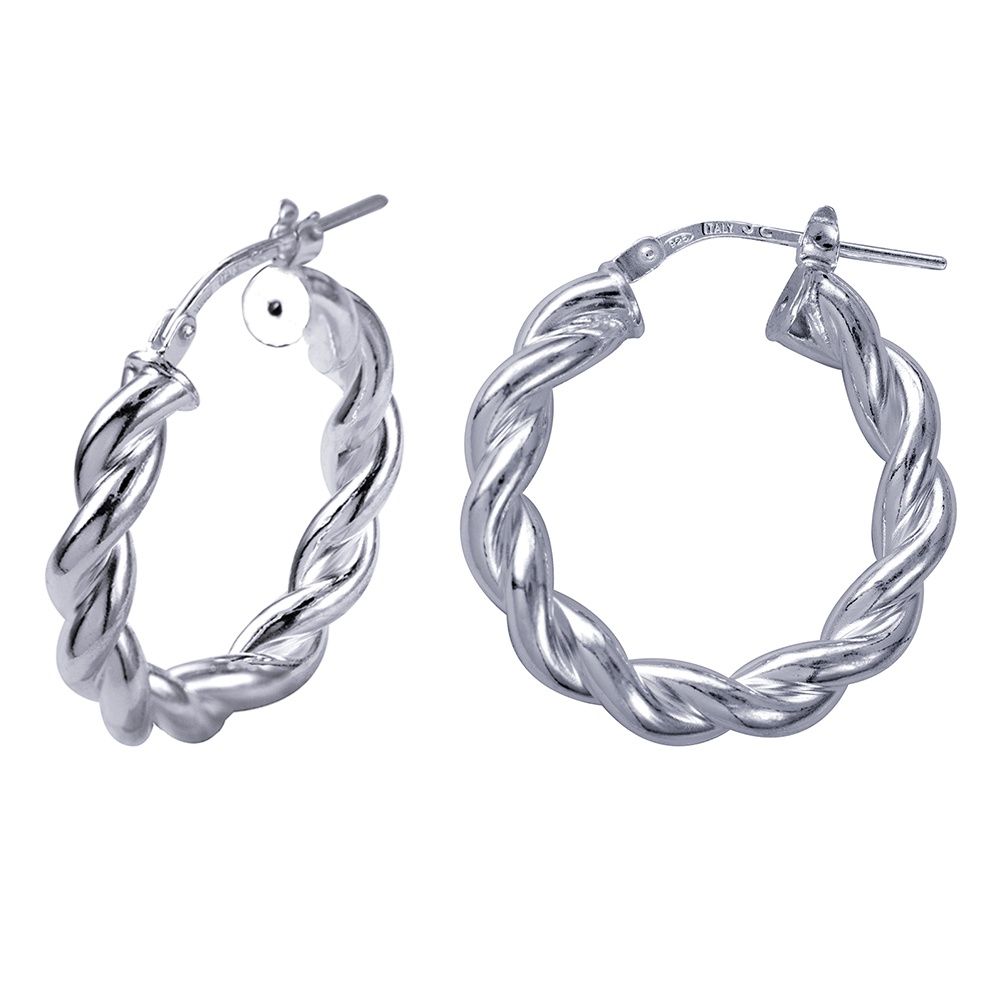 SS ITALIAN 4MM TUBE FANCY TWIST HOOPS HEFT415