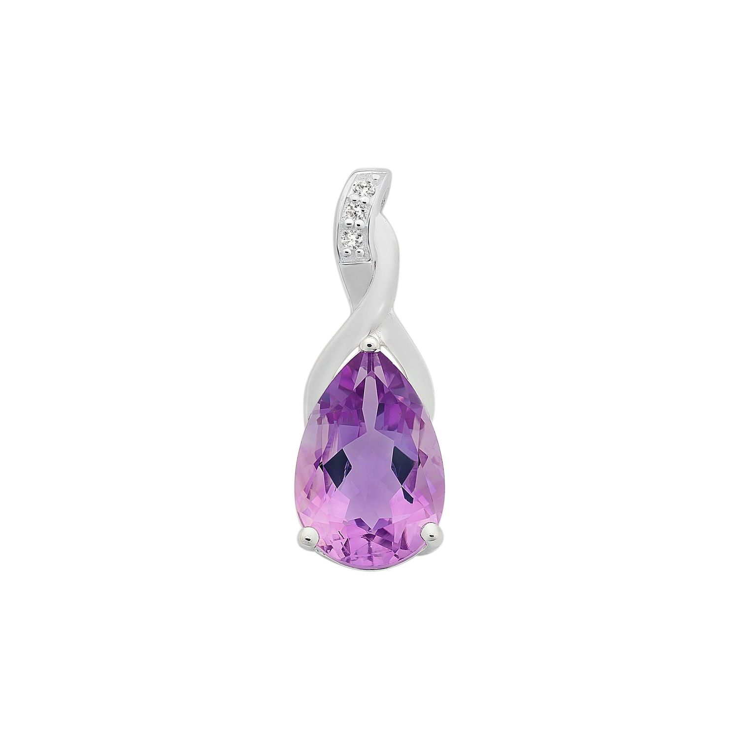 Sterling Silver Amethyst &amp; Cubic Zirconia Pendant M3087