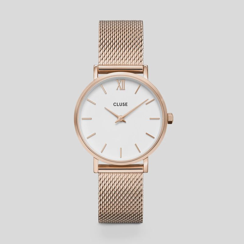 Cluse Minuit Mesh Rose gold/White CW0101203001