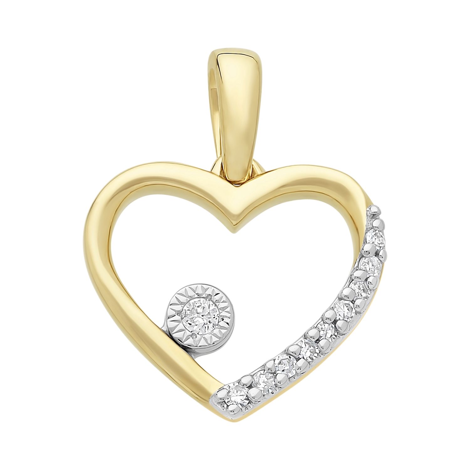 M3379  9CT YG  DIAMOND HEART PENDANT