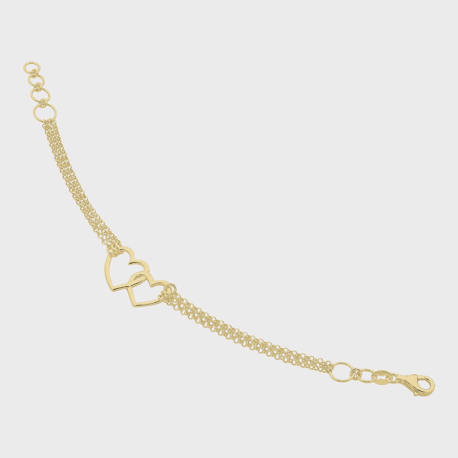 M3353 925 GOLD PLATED DOUBLE HEART BRACELET