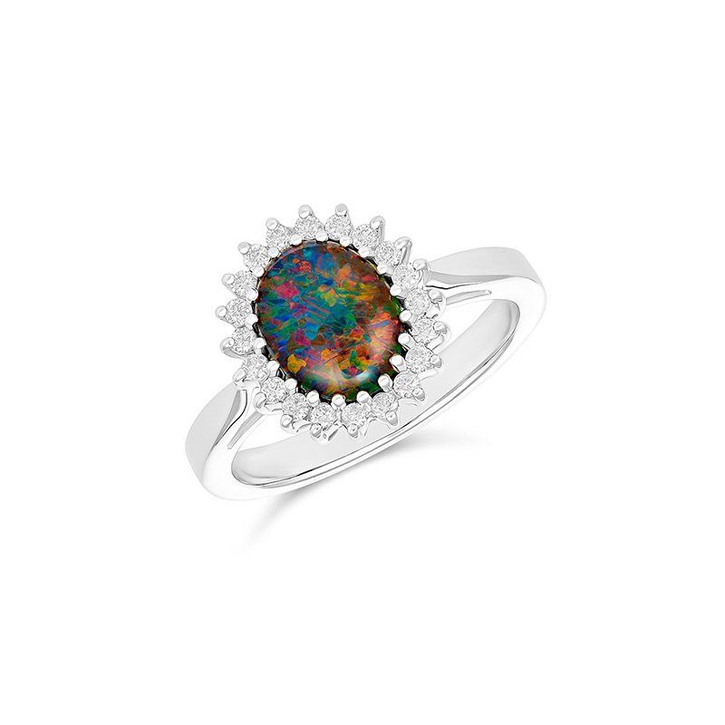 Adella Oval 9x7mm Triplet Opal and CZ Ring