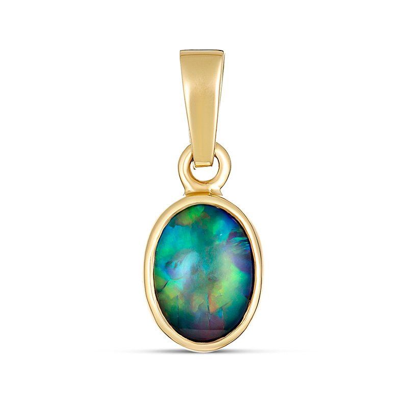 Nina Oval 8x6mm Triplet Opal Pendant 9kt Yellow Gold