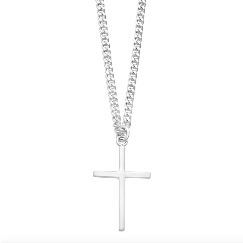 Sterling silver cross and chain M3267