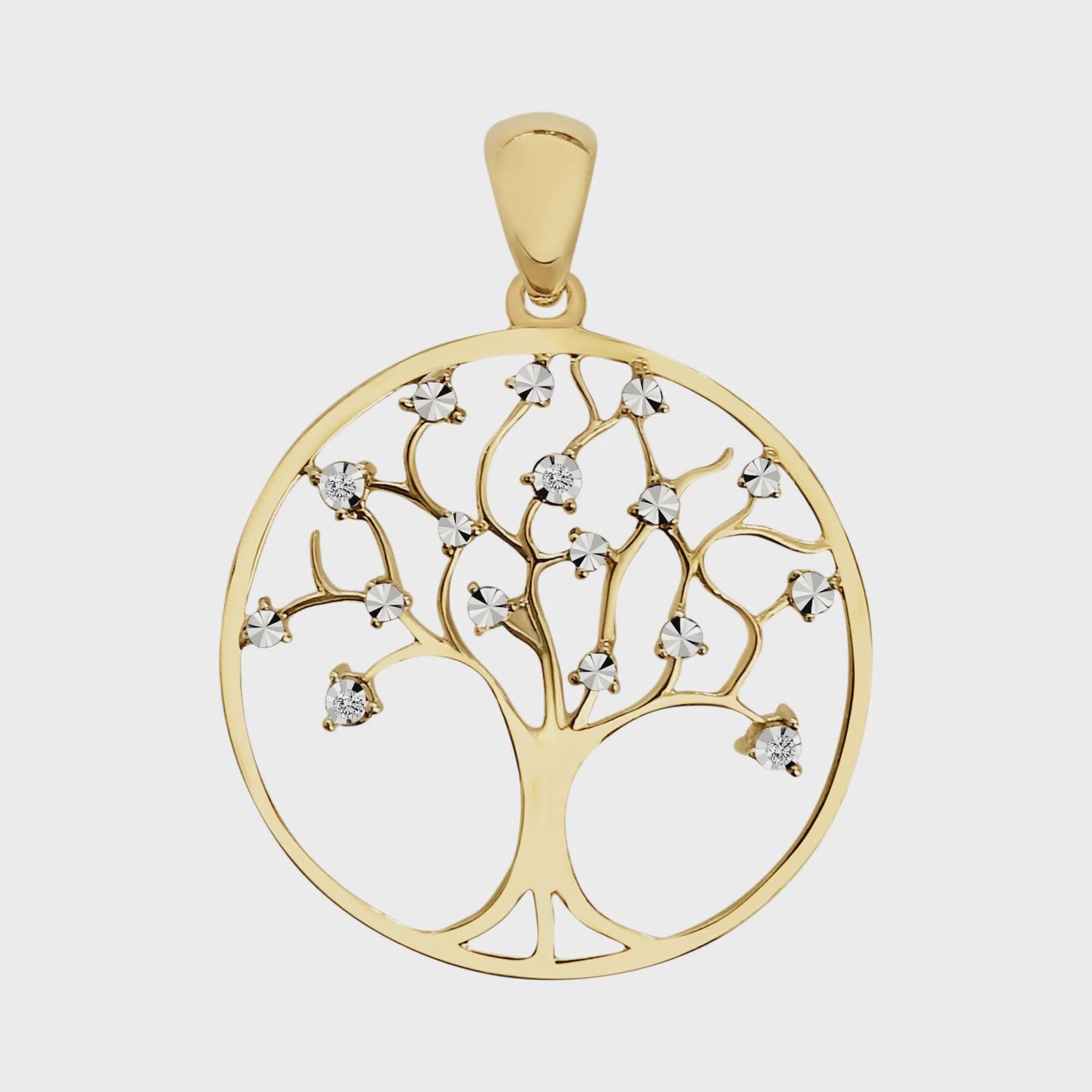 9ct yg diam tree pendant  M2956