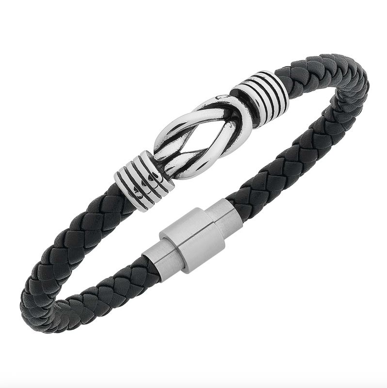 Stainless steel leather bracelet M3043