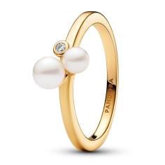 14k Gold-plated ring with white treated freshwater pearl 54