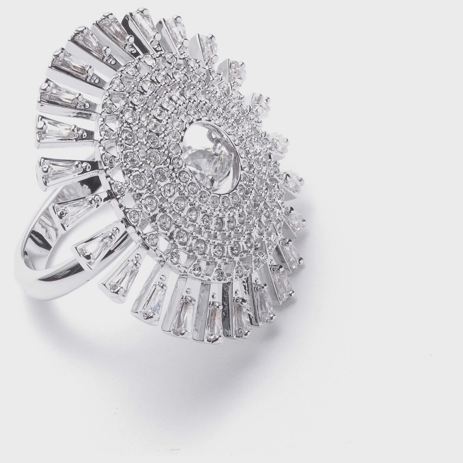 Swarovski Women's Ring Sparkling Dance Rhodium Plated Cocktail Size 55