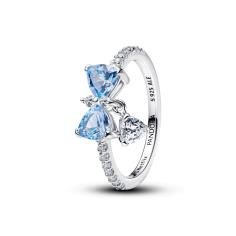 Bow sterling silver ring with dream blue crystal a