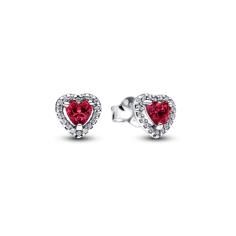 Heart sterling silver stud earrings with cherries
