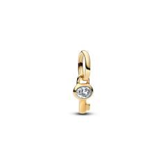 Key 14k gold-plated mini dangle with clear cubic z
