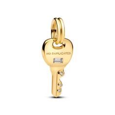 Key 14k gold-plated dangle with clear cubic zircon