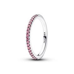 Sterling silver ring with fancy pink cubic zirconi