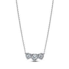 Triple heart sterling silver collier with clear cz